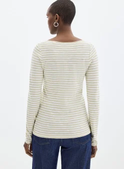 Striped boat neck T-shirt