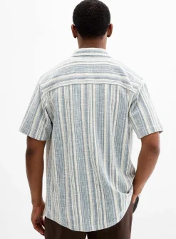 Striped bouclé-knit shirt