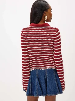 Striped crocheted cardigan