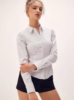 Striped fitted poplin shirt