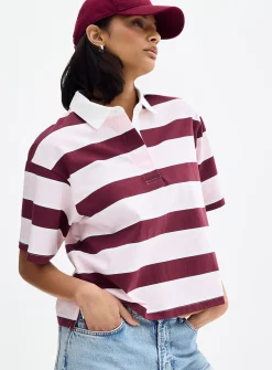 Striped heavyweight jersey boxy-fit polo shirt