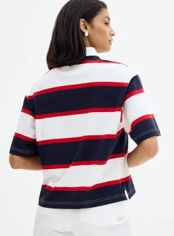 Striped heavyweight jersey boxy-fit polo shirt