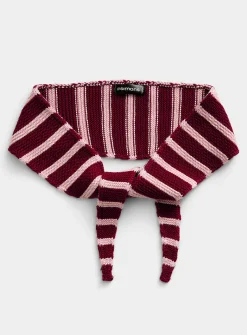 Striped knit narrow scarf