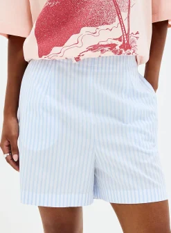 Striped lightweight poplin short