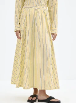 Striped lightweight poplin maxi skirt