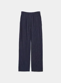 Striped linen-viscose easy pant