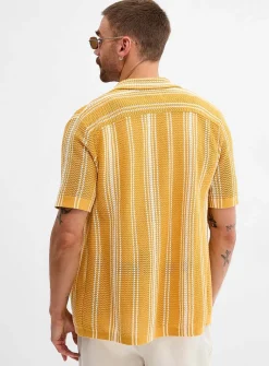Striped pointelle knit shirt