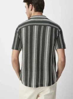 Striped pointelle knit shirt