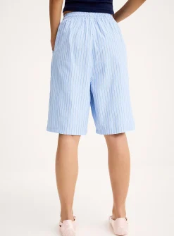 Striped poplin Bermuda shorts
