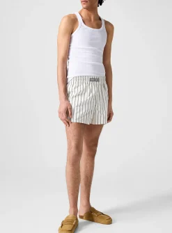Striped poplin pyjama-style shorts