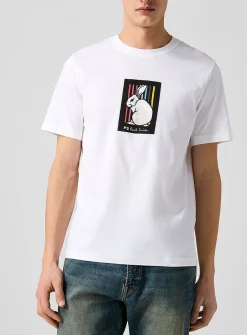 Striped rabbit print T-shirt