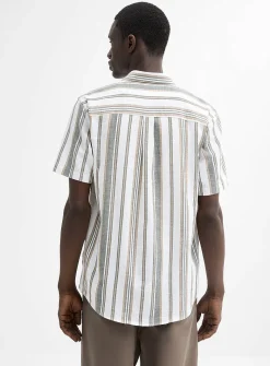 Striped raw-fabric shirt