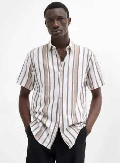 Striped raw-fabric shirt