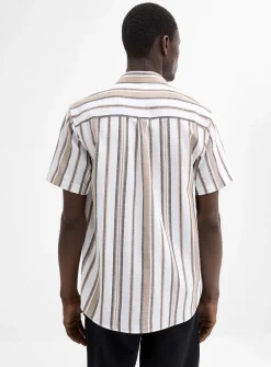 Striped raw-fabric shirt