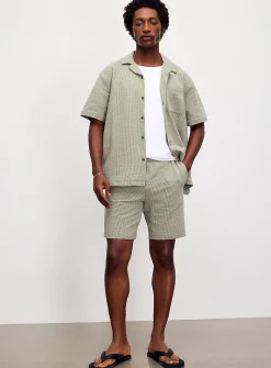 Striped seersucker jersey Bermudas