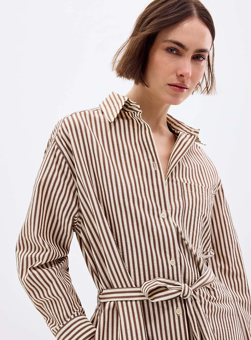 Striped seersucker shirtdress