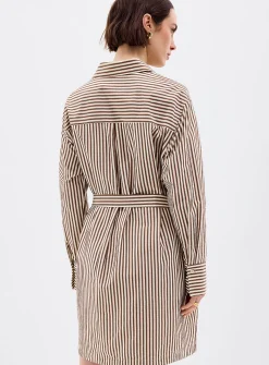 Striped seersucker shirtdress