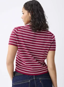 Striped short-sleeve cardigan