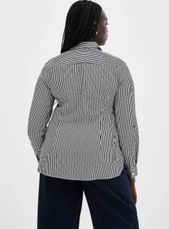 Striped stretch poplin shirt