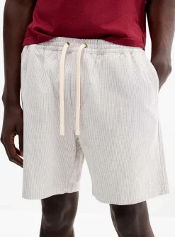 Striped textured twill short