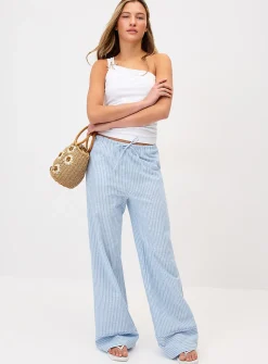 Striped wide-leg pant