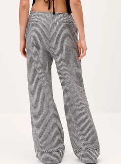 Striped wide-leg pant