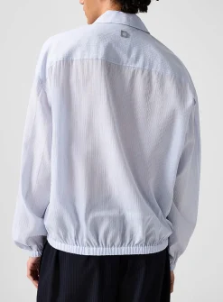 Striped zip-up shirt jacket