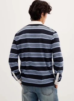 Striped-block piqué polo