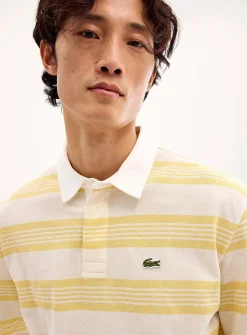 Striped-block piqué polo