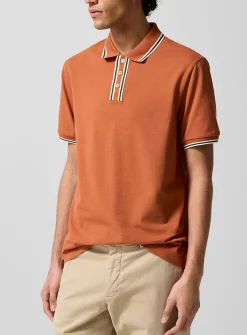 Striped-trim piqué polo