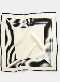 Stripped cream pure silk square scarf