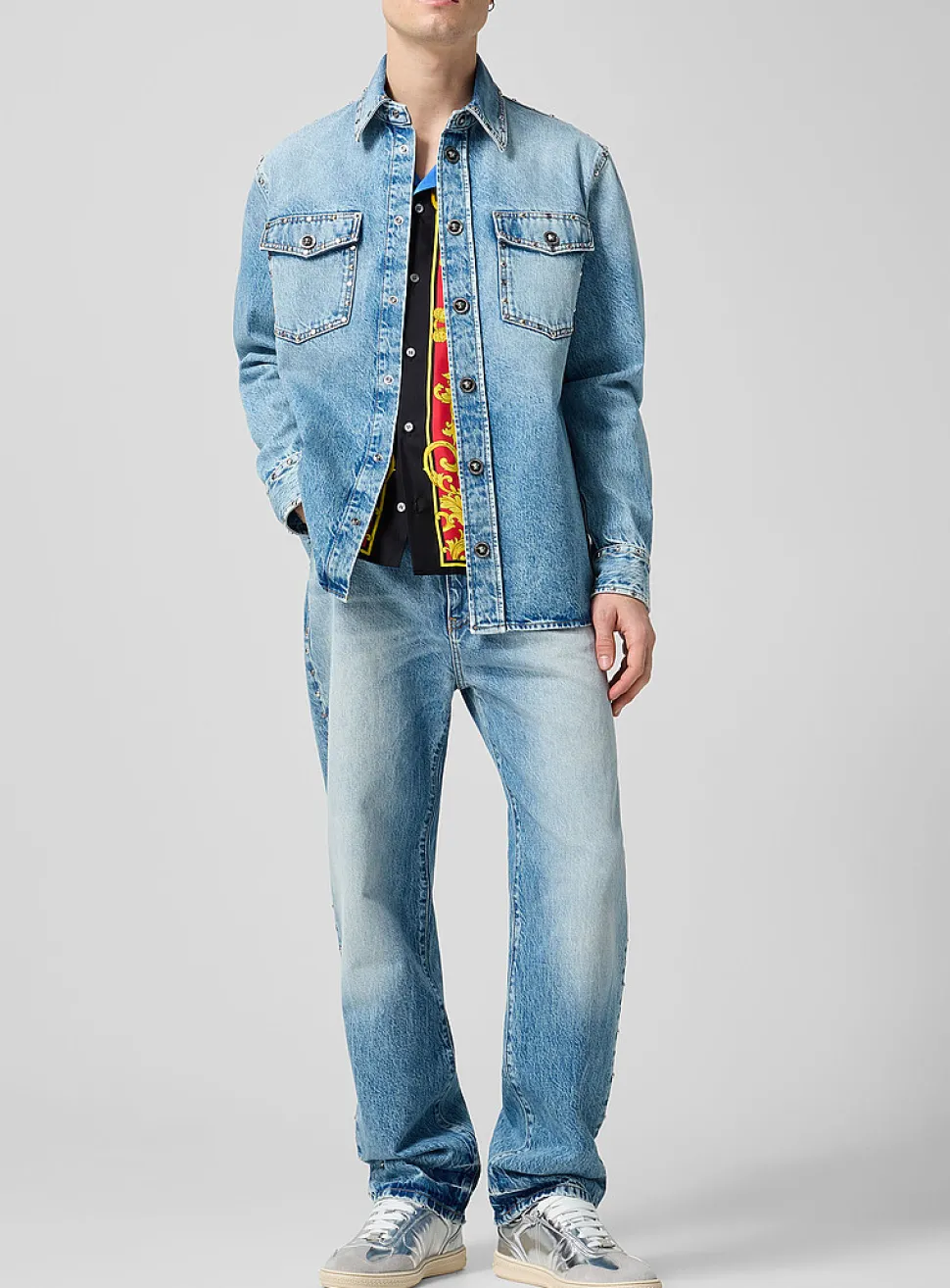 Studded faded jean