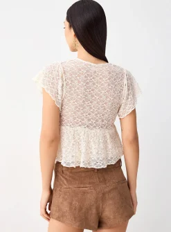 Studded faux-suede mini short