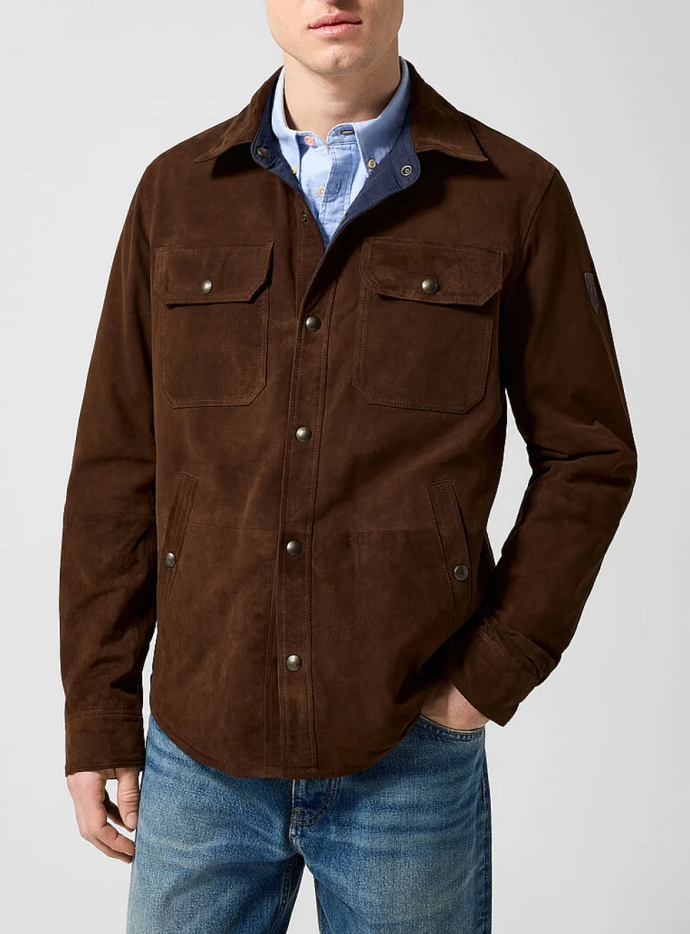 Suede and nylon reversible jacket