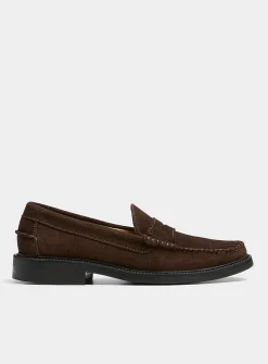 Suede penny loafers