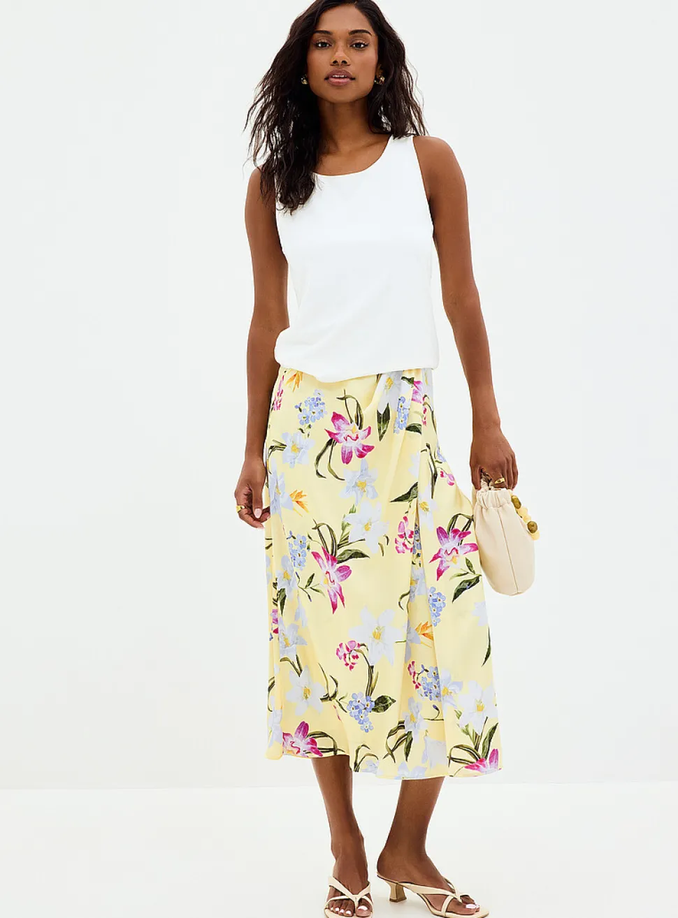 Sunny blooms satiny skirt