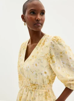 Sunny garden ruched waist dress