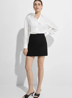 Supple black crepe miniskirt
