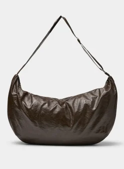 Supple faux-leather oversized half-moon bag
