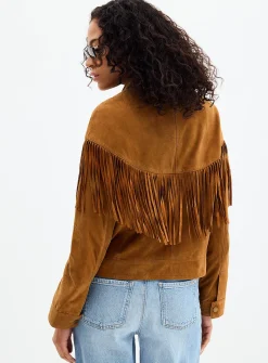 Supple fringed suede jacket
