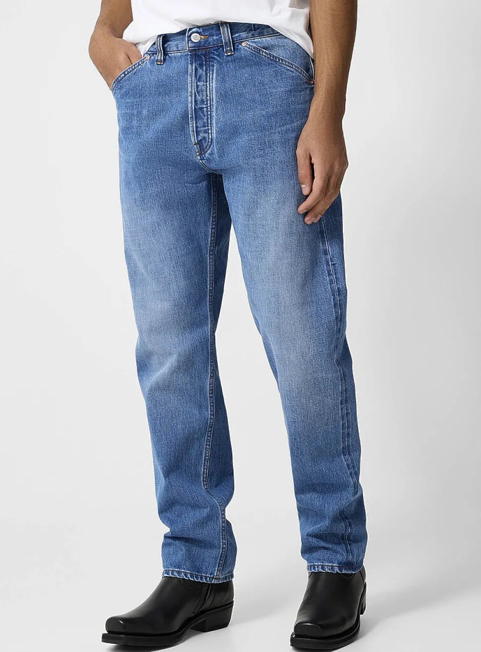 Tapered faded selvedge jean