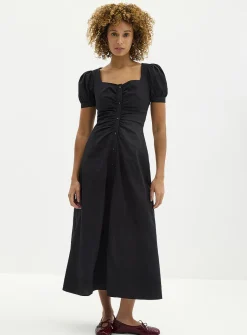 Taryn long buttoned poplin dress