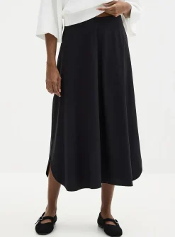 Technical fabric flared maxi skirt