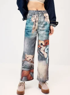 Teddy bear print jean