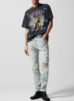 Teddy faded distressed fitted jean