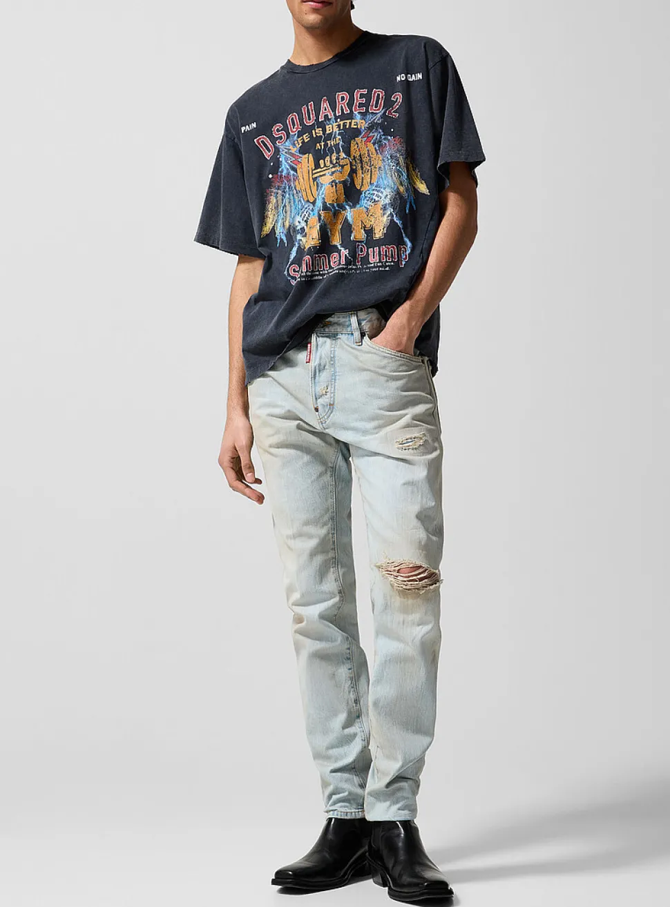 Teddy faded distressed fitted jean
