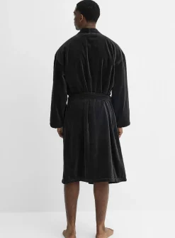 Terry-lined velvet robe