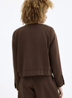 Textured crepe dress bomber jacket