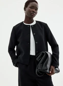 Textured crepe dress bomber jacket