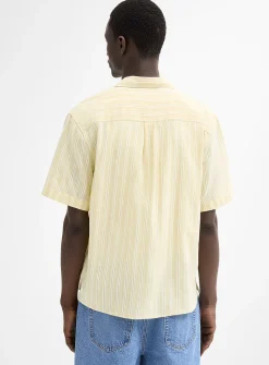 Textured double-stripe camp shirt